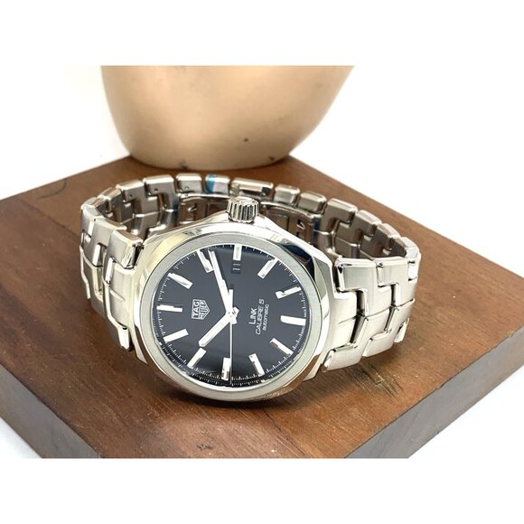 Tag Heuer Men's Watch WBC2110 Link Swiss Automatic Black Dial Silver Steel 40mm - Picture 7 of 13